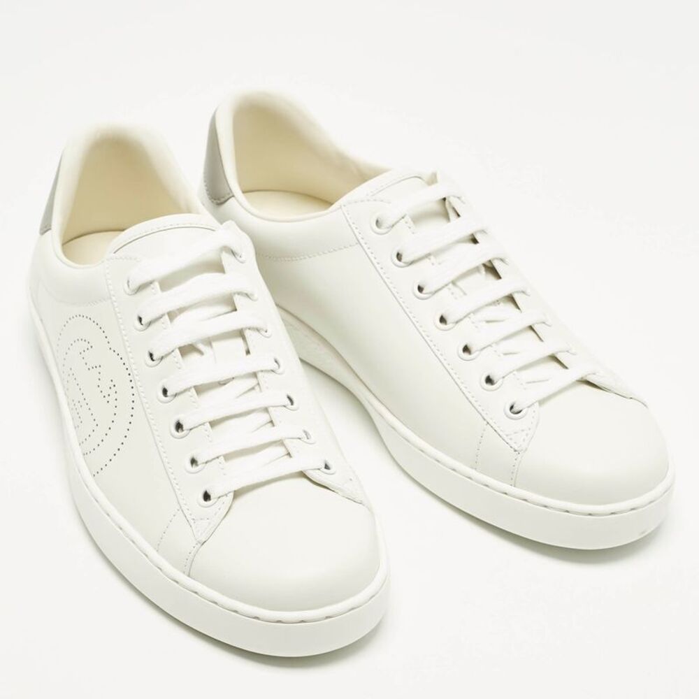 Gucci Ace Size 40 White Leather Lace Up Sneakers - Picture 4 of 7